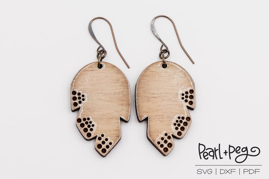 Feather BOHO Dots Laser Engraved Earrings Digital Download