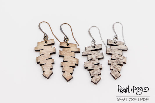 Zig and Zag Variations Laser Engraved Earrings Digital Download