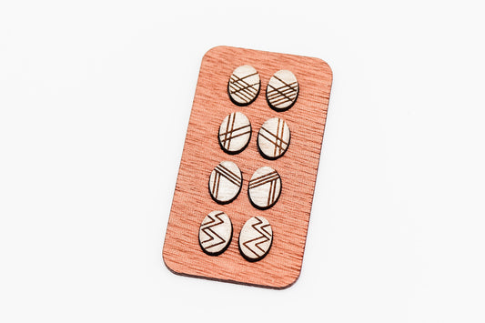 Preppy Oval Studs Laser Engraved Earrings Digital Download