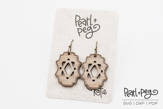 Simple Aztec Cutout Laser Engraved Earrings Digital Download