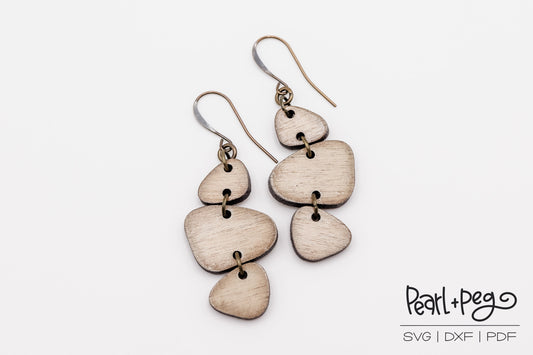 Abstract Solid Tri Shapes Laser Engraved Earrings Digital Download