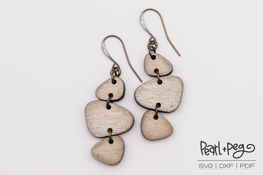 Abstract Solid Tri Shapes Laser Engraved Earrings Digital Download