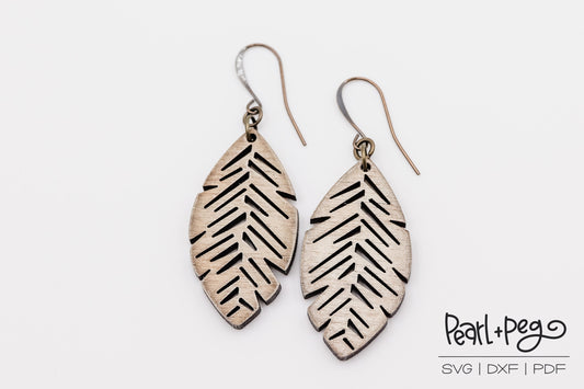 Feather Cutout Laser Engraved Earrings Digital Download