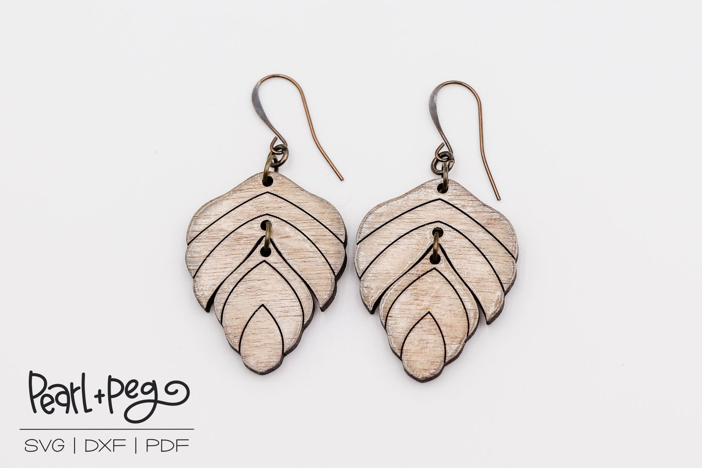 Scored 2 Part Leaf Laser Engraved Earrings Digital Download