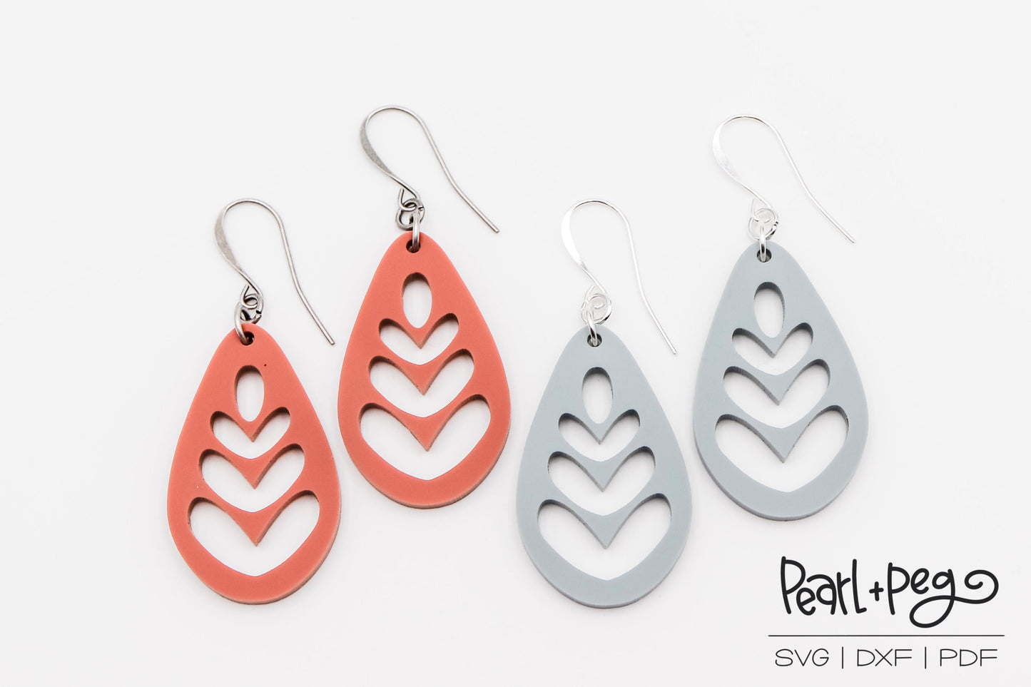 Minimalist Leaf Cutout Laser Engraved Earrings Digital Download