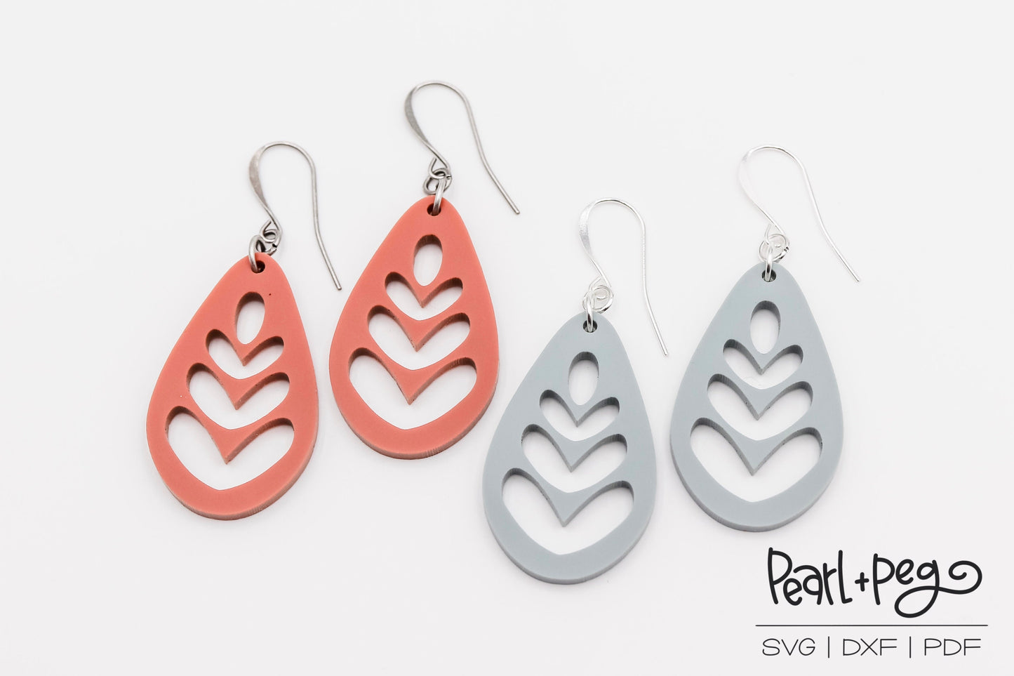 Minimalist Leaf Cutout Laser Engraved Earrings Digital Download