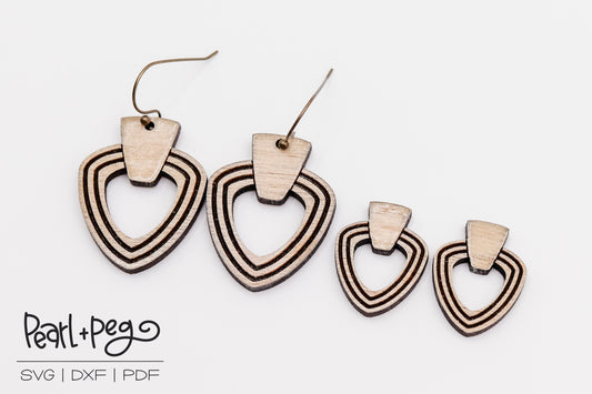 Bordered Triangle 2 Options Laser Engraved Earrings Digital Download