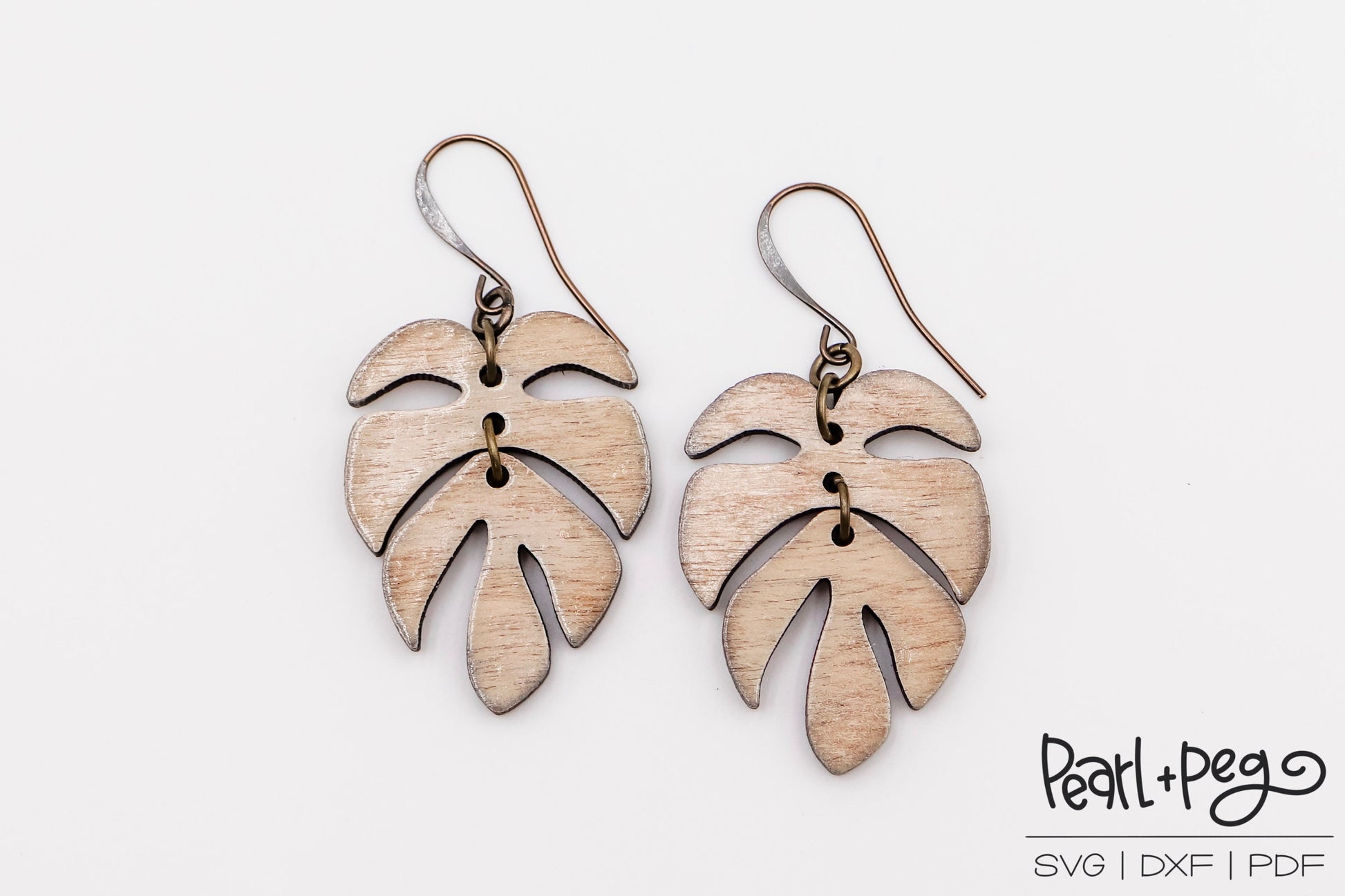 Monstera 2 Part Laser Engraved Earrings Digital Download