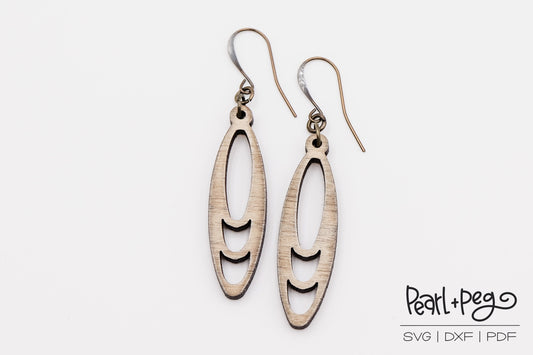 Skinny Hoop Oval Bar Laser Engraved Earrings Digital Download