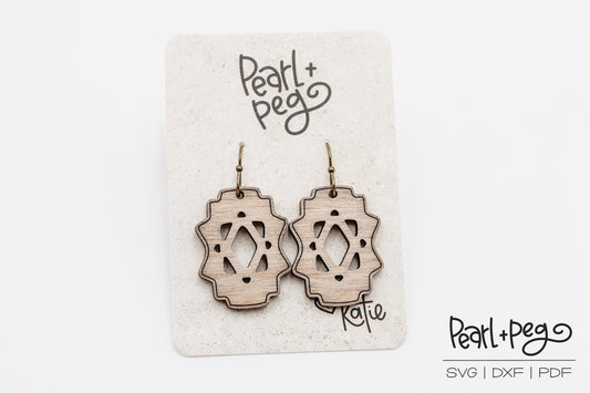 Simple Aztec Cutout Laser Engraved Earrings Digital Download