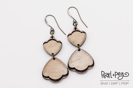 Scalloped 2 Part Drop Laser Engraved Earrings Digital Download