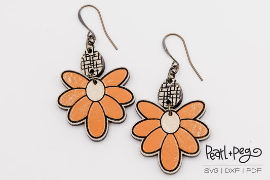 Daisy 2 Part Pattern Laser Engraved Earrings Digital Download