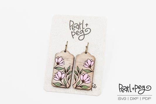 Frame Floral Uprise Laser Engraved Earrings Digital Download