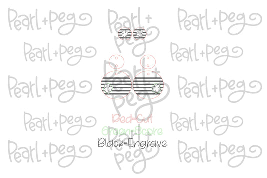 Striped Clover 2 Part Stud Laser Engraved Earrings Digital Download