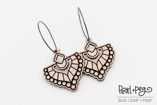 Egyptian Short Dangle Laser Engraved Earrings Digital Download