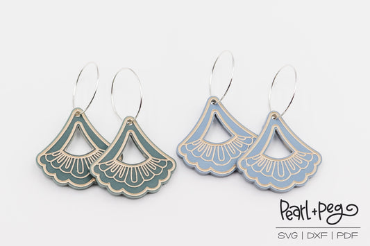 Wide Scalloped Dangle Laser Engraved Earrings Digital Download