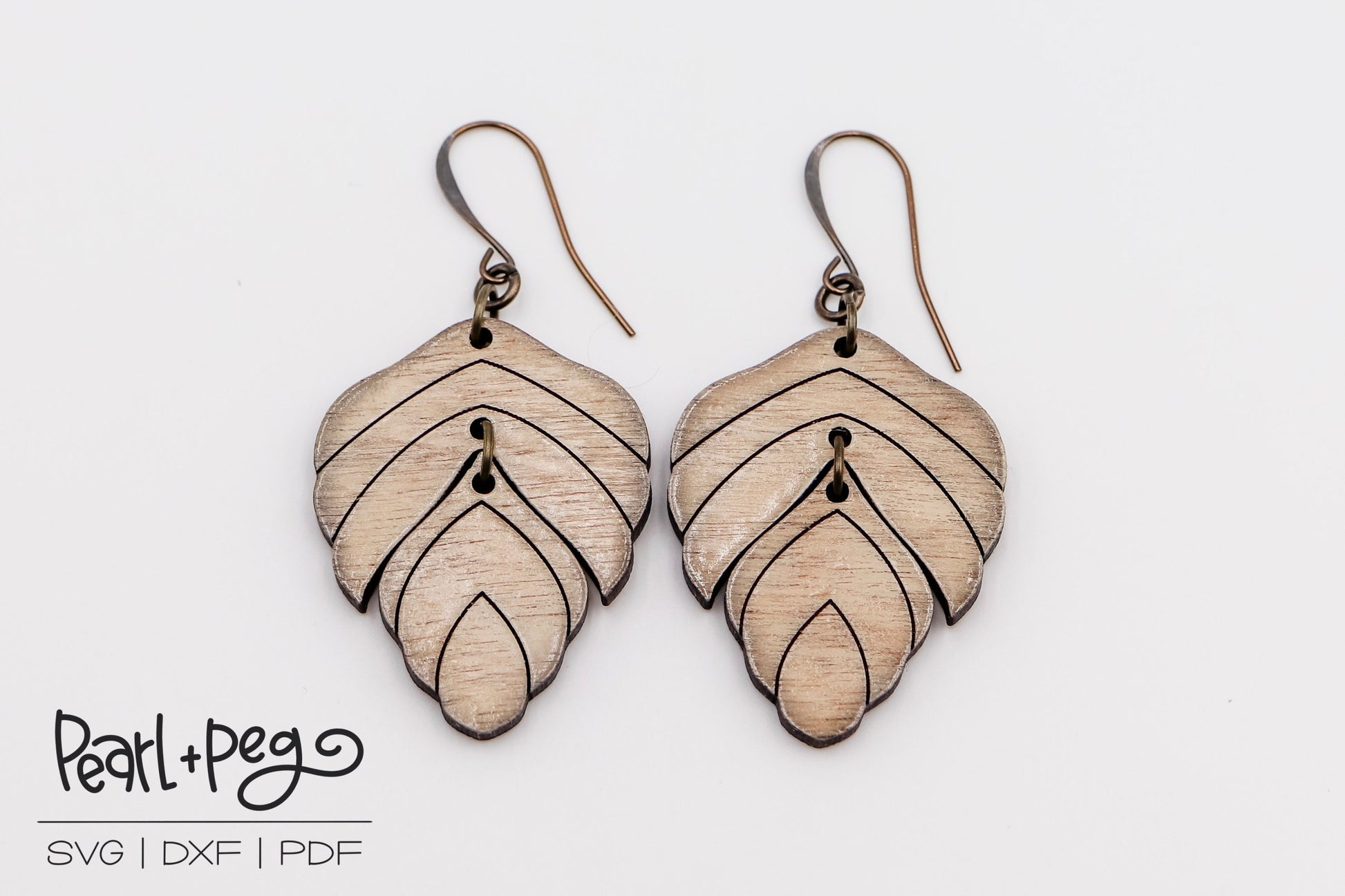 Scored 2 Part Leaf Laser Engraved Earrings Digital Download