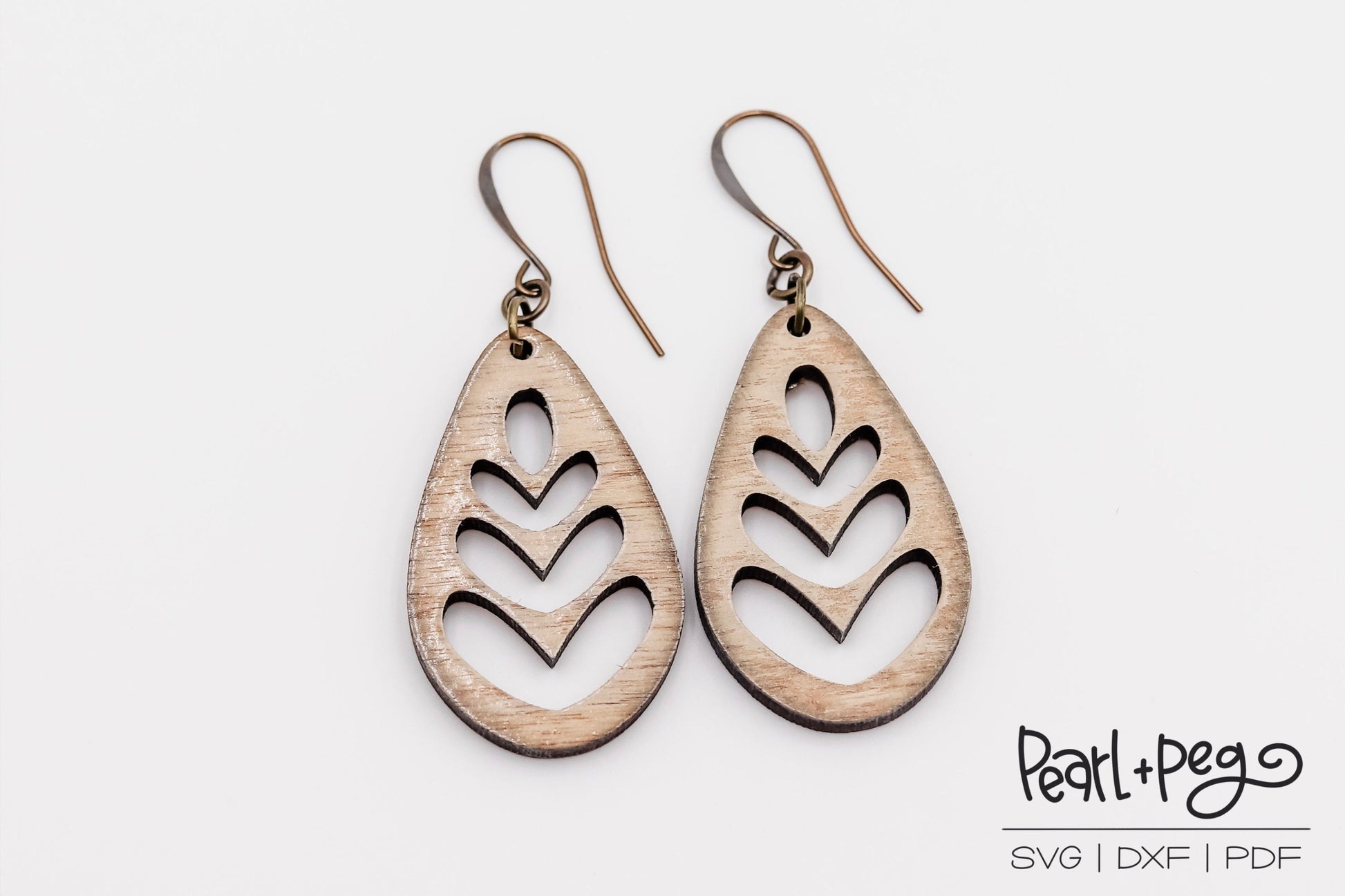 Minimalist Leaf Cutout Laser Engraved Earrings Digital Download