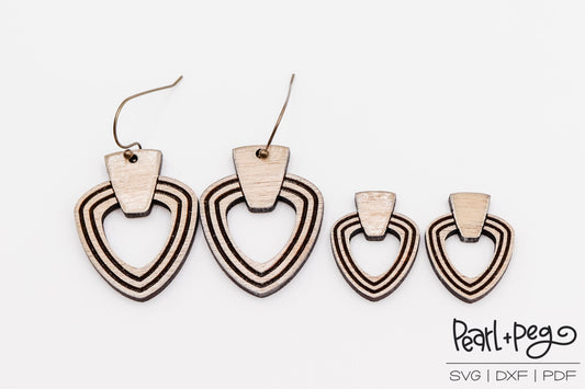 Bordered Triangle 2 Options Laser Engraved Earrings Digital Download