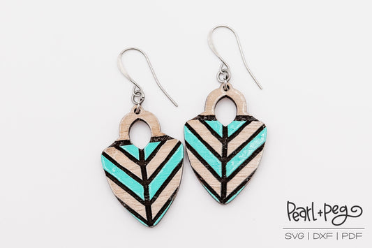 Thick Lined Spear Laser Engraved Earrings Digital Download