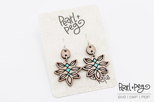 Cross Cross Vine Leaf Laser Engraved Earrings Digital Download