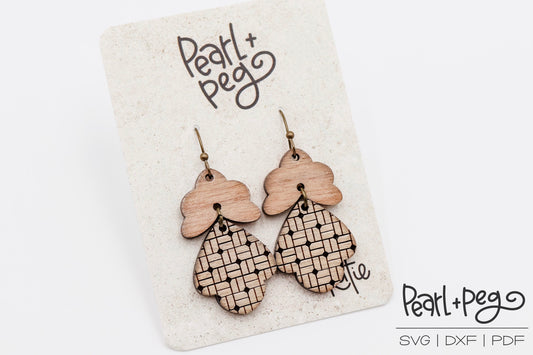 Classy 2 Part Upper Scallop Laser Engraved Earrings Digital Download