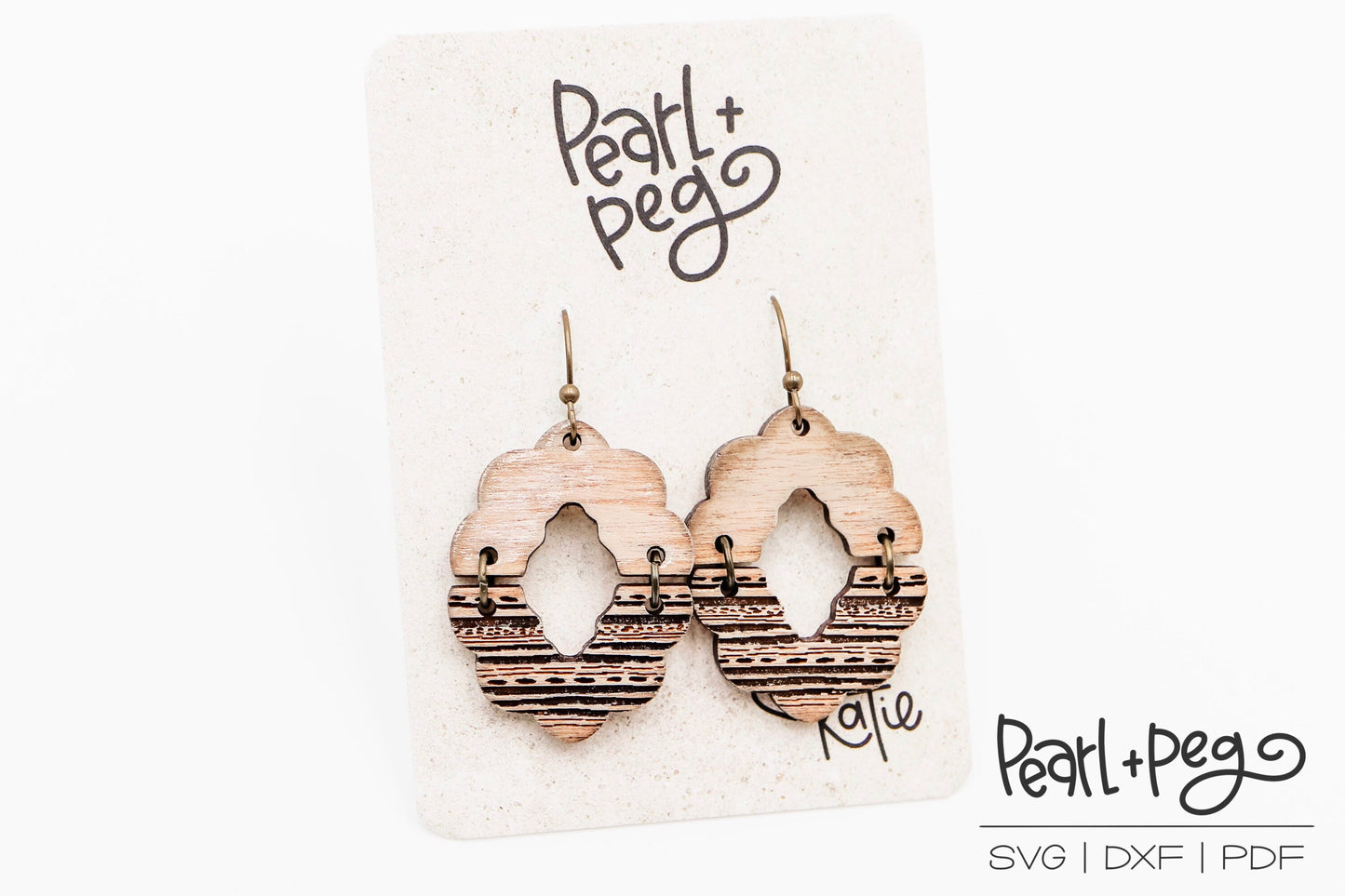 Textile Scalloped 2 Part Laser Engraved Earrings Digital Download