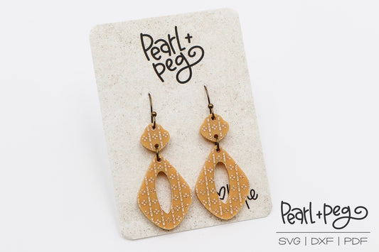 Distressed Slope 2 Part Hoop Laser Engraved Earrings Digital Download