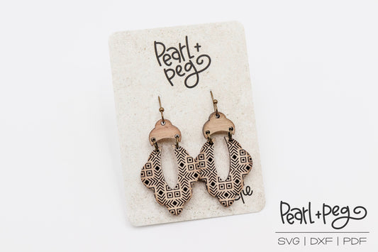 Draped Scallop 2 Part Laser Engraved Earrings Digital Download