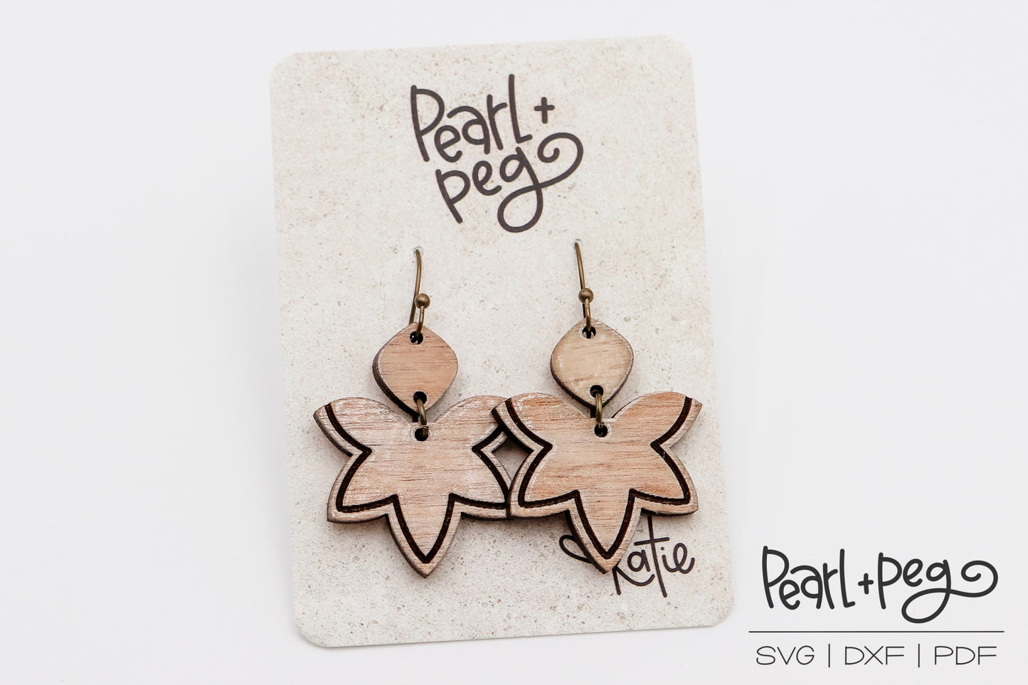 Star Petal 2 Parts Laser Engraved Earrings Digital Download