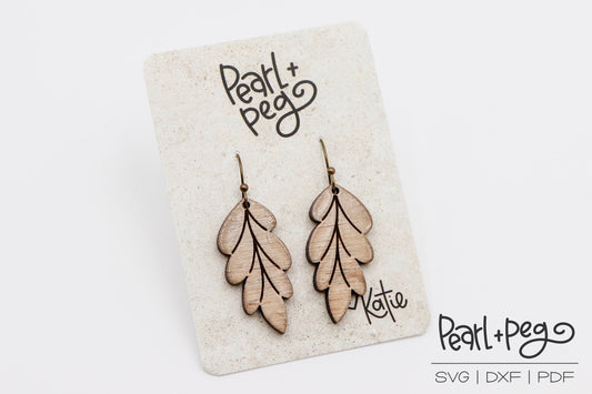 Lined Long Leaf Laser Engraved Earrings Digital Download