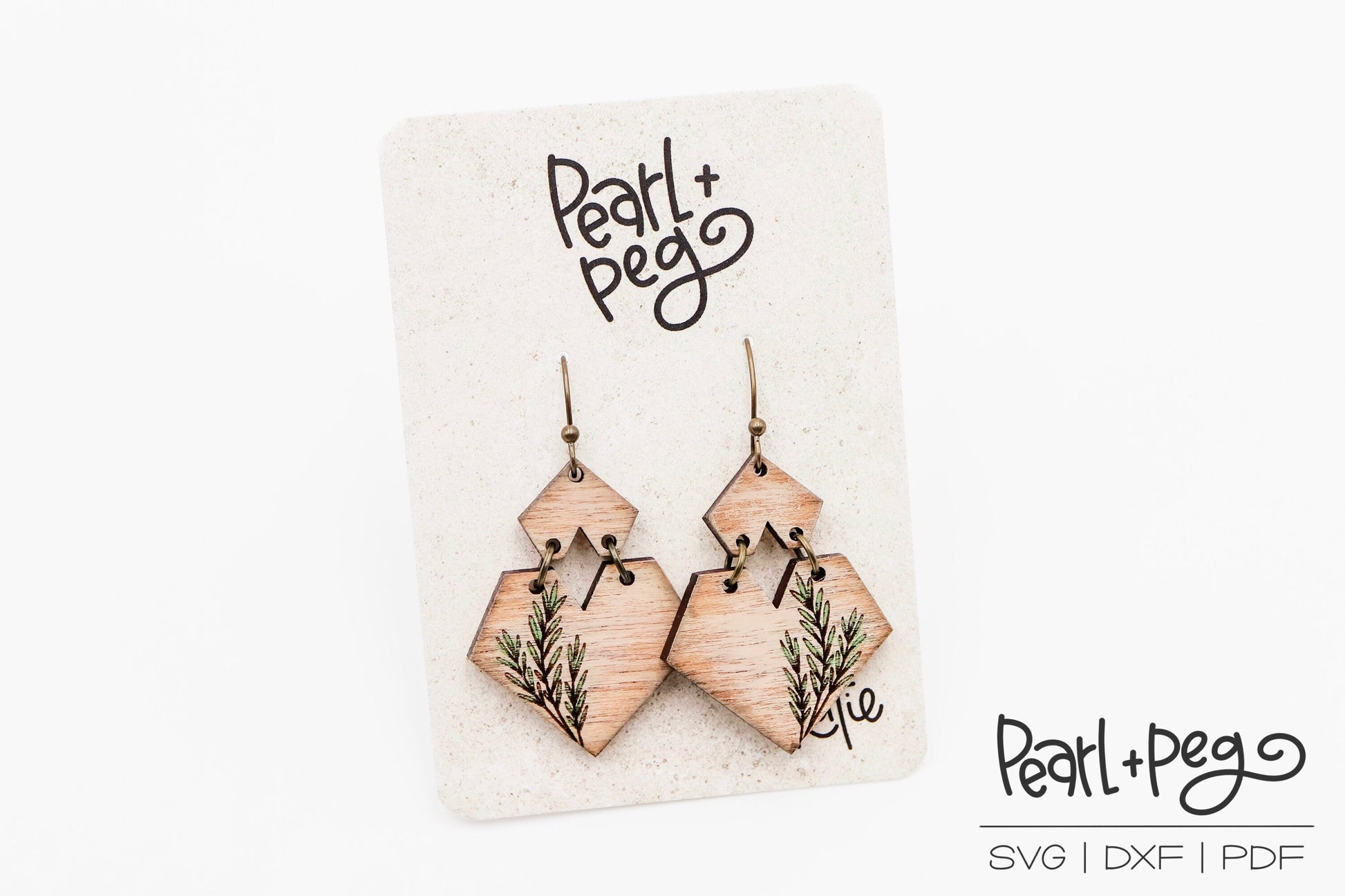 Botanical Angular Heart Laser Engraved Earrings Digital Download