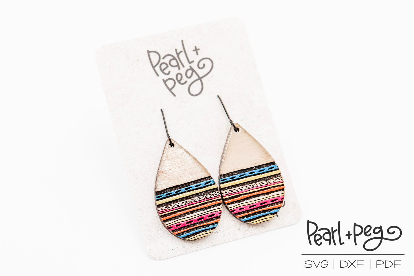 Textile Abstract Drop Laser Engraved Earrings Digital Download