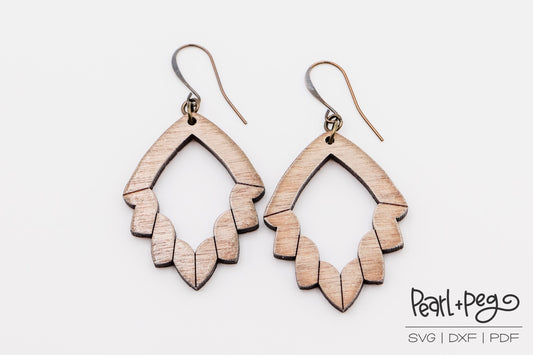 Scored Spiral Effect Drop Laser Engraved Earrings Digital Download