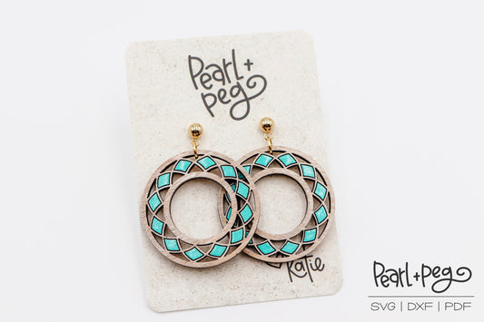 Round Medallion Cutout Laser Engraved Earrings Digital Download