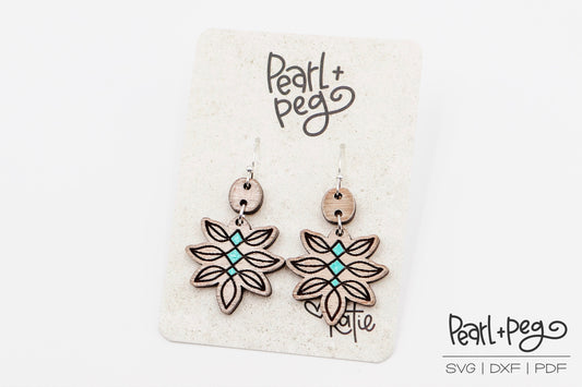 Cross Cross Vine Leaf Laser Engraved Earrings Digital Download