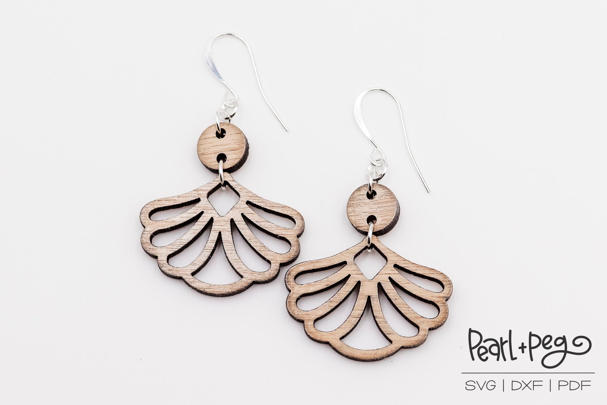 Scalloped Flair 2 Parts Laser Engraved Earrings Digital Download