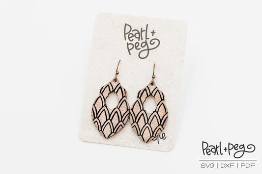 Cascade Fancy Drop Hoop Laser Engraved Earrings Digital Download