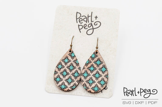 Southwest Print Teardrop Laser Engraved Earrings Digital Download