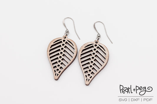 Elegant Leaf Cutout Laser Engraved Earrings Digital Download