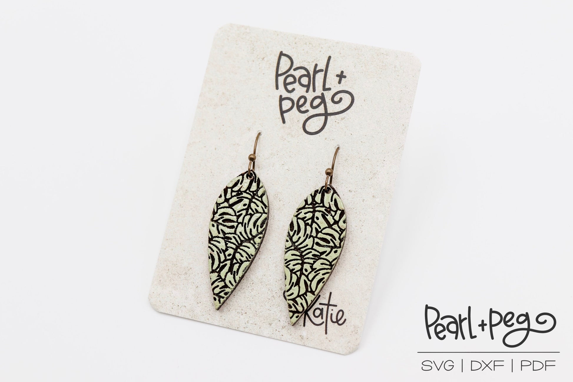 Sleek Monstera Drop Laser Engraved Earrings Digital Download