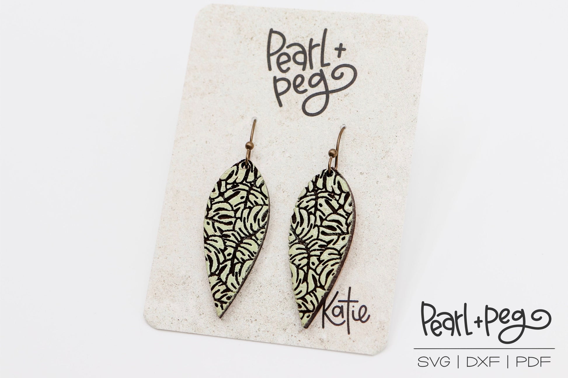 Sleek Monstera Drop Laser Engraved Earrings Digital Download