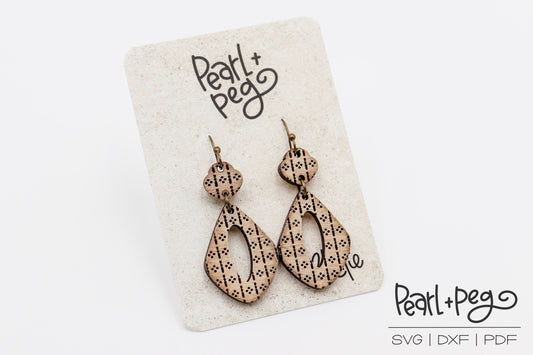 Distressed Slope 2 Part Hoop Laser Engraved Earrings Digital Download