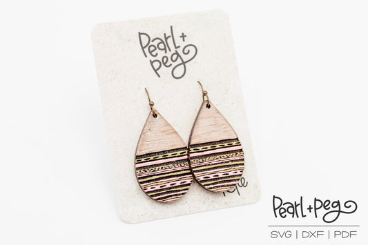 Textile Abstract Drop Laser Engraved Earrings Digital Download