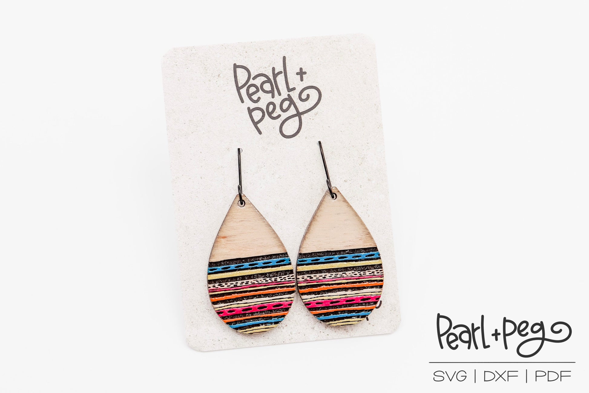 Textile Abstract Drop Laser Engraved Earrings Digital Download