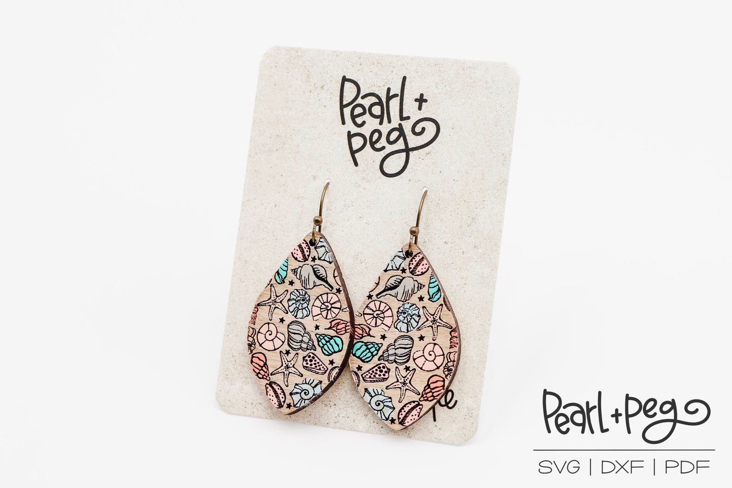 Beach Shells Drop Laser Engraved Earrings Digital Download