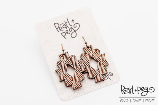Geometric Aztec Curl Laser Engraved Earrings Digital Download