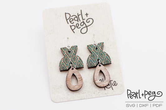 Geometric X and Hoop Laser Engraved Earrings Digital Download