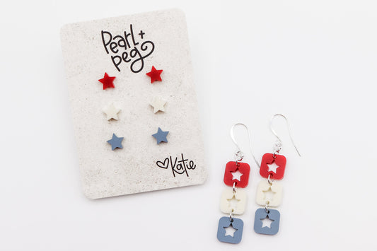 Trio Stars Dangles With Studs Laser Engraved Earrings Digital Download