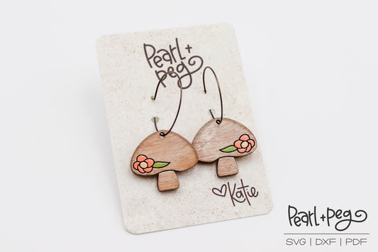 Floral Mushroom Laser Engraved Earrings Digital Download